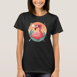 Camiseta Óculos de Sol Flamingo Rosa Pássaro Tropical