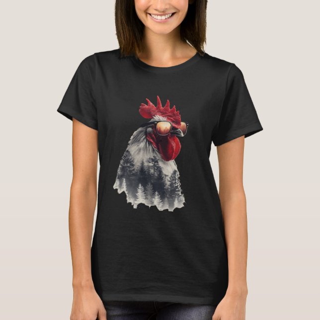 Camiseta Óculos de Sol Frango Galo Frango Galo com Su (Frente)