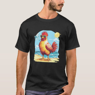 Camiseta Óculos de Sol Frango na Praia Fantasia para Menino