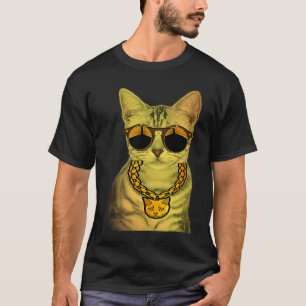 Camiseta Óculos de Sol Gangster Thug Corrente Gata Gansta