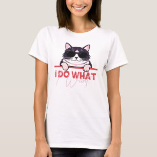 Camiseta Óculos de Sol Gato Faço O Que Quero
