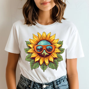 Camiseta Óculos de sol girassol retrô