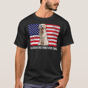 Camiseta Óculos de sol Golden Retriever Pai Bandeira Americ