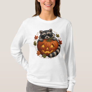 Camiseta Óculos de Sol Guaxinim de Halloween Bordado de Abó