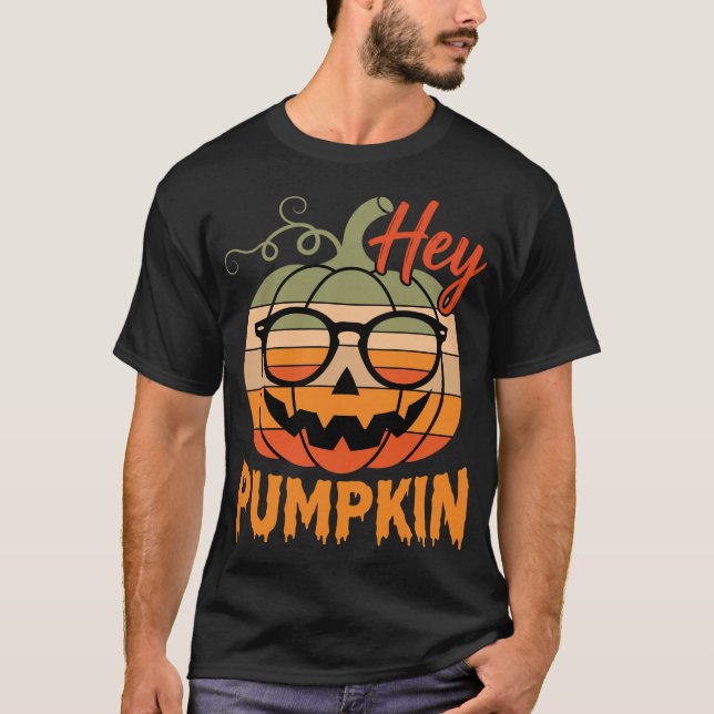 Camiseta Óculos de Sol Hey Pumpkin Retro de Halloween (Frente)