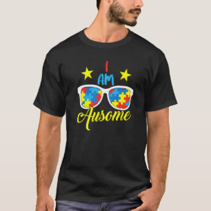 Camiseta Óculos de Sol I Am Ausome Puzzle Conscientização d