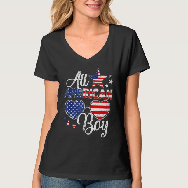 Camiseta Óculos de Sol Infantil Menino 4 de Julho All Ameri (Frente)