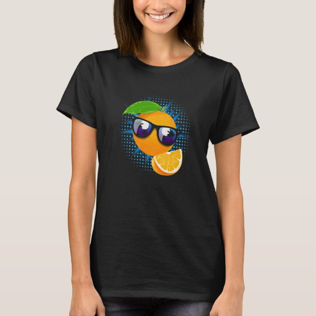 Camiseta Óculos de sol laranja Frutas de suco (Frente)