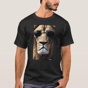 Camiseta Óculos de Sol Leão Felino Predador Animal Selvagem