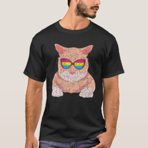 Camiseta Óculos de Sol Legais Bandeira Pansexual Gato Orgul