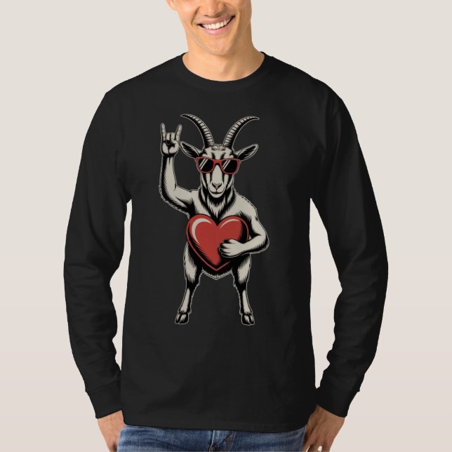 Camiseta Óculos de Sol Legais com Gráfico de Bode Rock On e (Frente)