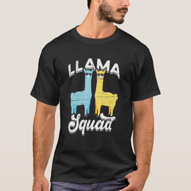 Camiseta Óculos de Sol Legais do Llama Squad (Frente)