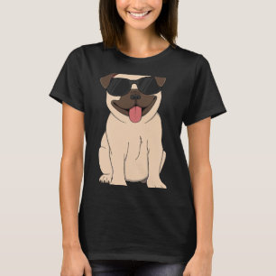 Camiseta Óculos de Sol Legais Pug Cara Amante de Cachorro F