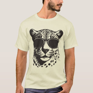 Camiseta Óculos de sol legal que Vestem Leopardo - Gráfico 