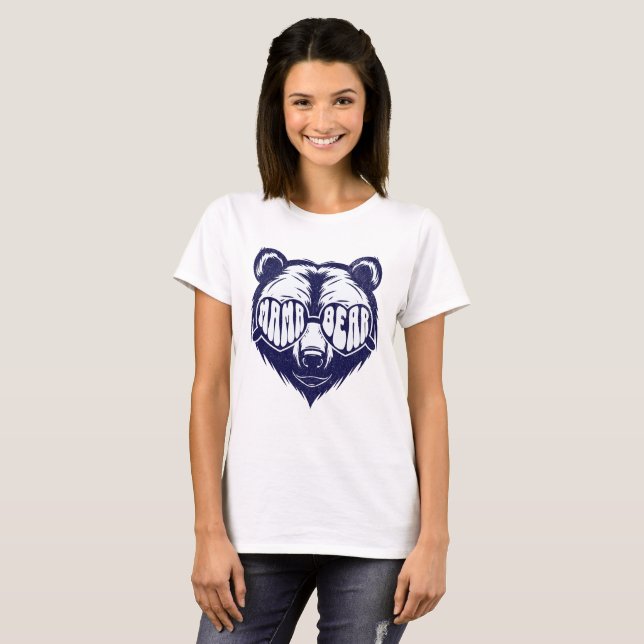 Camiseta Óculos de Sol Mamãe Urso – Dia das Mães Fofo (Frente Completa)