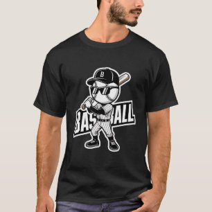 Camiseta Óculos de Sol Mascote de Beisebol Legal Texto Flam