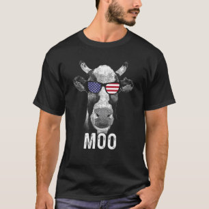 Camiseta Óculos de Sol Moo Cow Bandeira Americana 4 de Julh
