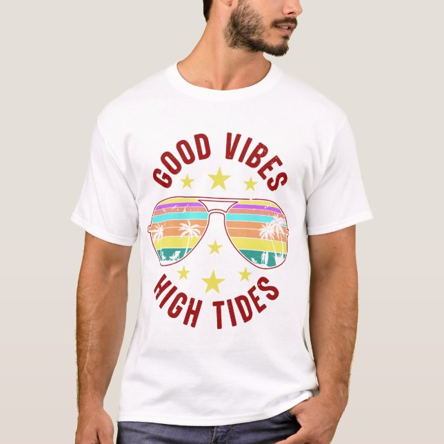 Camiseta Óculos de sol na moda com boas vibrações (Frente)
