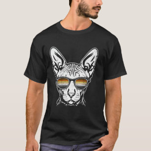 Camiseta Óculos de Sol Orgulho do Urso Gato Sphynx Retro Ho