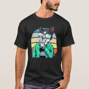 Camiseta Óculos de sol Orgulho Trans Flag Transsexual Gato