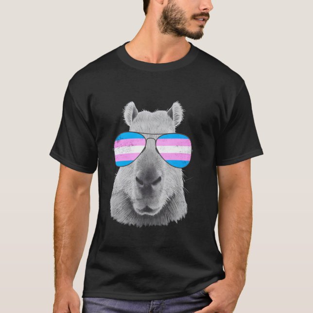 Camiseta Óculos de Sol Orgulho Transgênero Capivara (Frente)