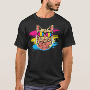 Camiseta Óculos de sol Panseual Pride Gato, P divertido Pan