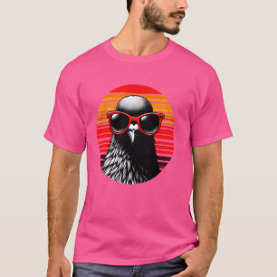 Camiseta Óculos de Sol Pássaro Pombo Estilo Retrô Vintage P