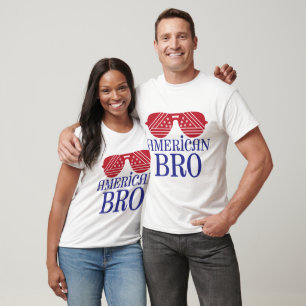 Camiseta Óculos de Sol Patrióticos de Aviador Americano Bro