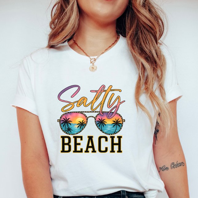 Camiseta Óculos de Sol Praia Salgada; Árvore de Palma Retro (Criador carregado)