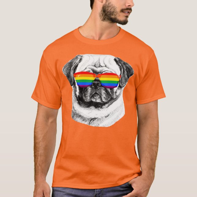 Camiseta Óculos de Sol Pug Orgulho (Frente)
