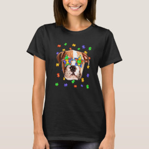 Camiseta Óculos de sol puzzle de cachorro bulldog inglês au