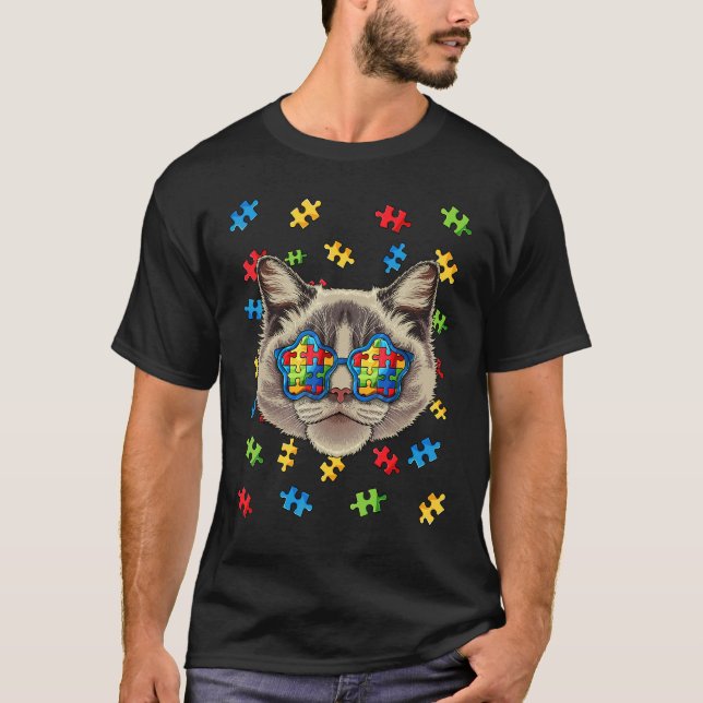 Camiseta Óculos de sol quebra-cabeça boneca de trapo Consci (Frente)