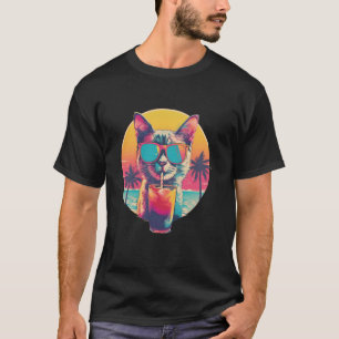 Camiseta Óculos de Sol Reflexivos de Férias de Verão na Pra
