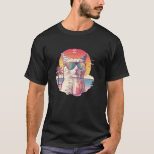 Camiseta Óculos de Sol Reflexivos de Férias de Verão na Pra
