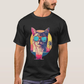 Camiseta Óculos de Sol Reflexivos de Férias de Verão na Pra