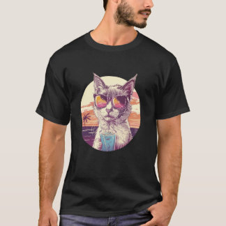 Camiseta Óculos de Sol Reflexivos de Férias de Verão na Pra