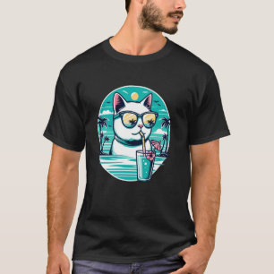 Camiseta Óculos de Sol Reflexivos de Férias de Verão na Pra