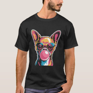 Camiseta Óculos de Sol Retro Chihuahua Bubblegum Desenho de