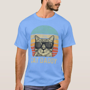 Camiseta Óculos de Sol Retro de Gato Pai Presente de Pai de
