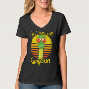 Camiseta Óculos de Sol Retro Férias Praia Pôr do Sol Cobra