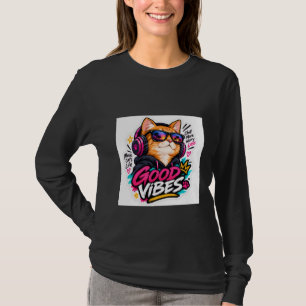 Camiseta Óculos de Sol Retro Good Vibes Cool Cat