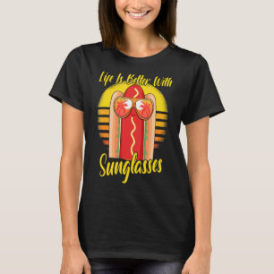 Camiseta Óculos de sol Retro Pôr do sol Praia Férias Cachor
