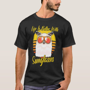 Camiseta Óculos de sol Retro Sunset Beach Frota Coruja