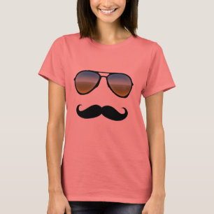 Camiseta Óculos de sol retros engraçados com Moustache
