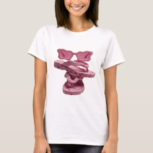 Camiseta Óculos de sol rosa FLUTUANTES E CHINelos rosa