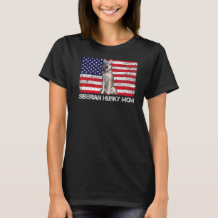 Camiseta Óculos de sol Siberian Husky Mãe Bandeira American