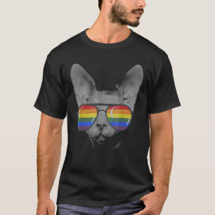 Camiseta Óculos de Sol Sphynx Cat Gay Pride Lgbt