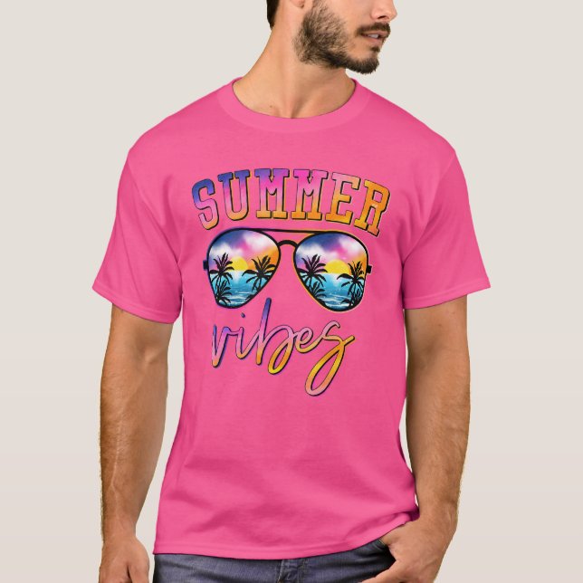 Camiseta Óculos de sol Summer Vibes Hawaii Beach Hello Summ (Frente)