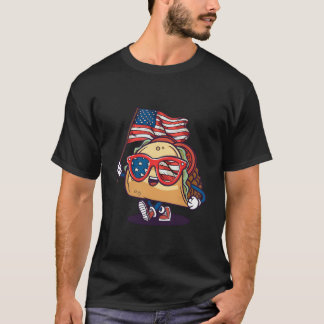 Camiseta Óculos de Sol Taco Bandeira Americana EUA 4 De Jul