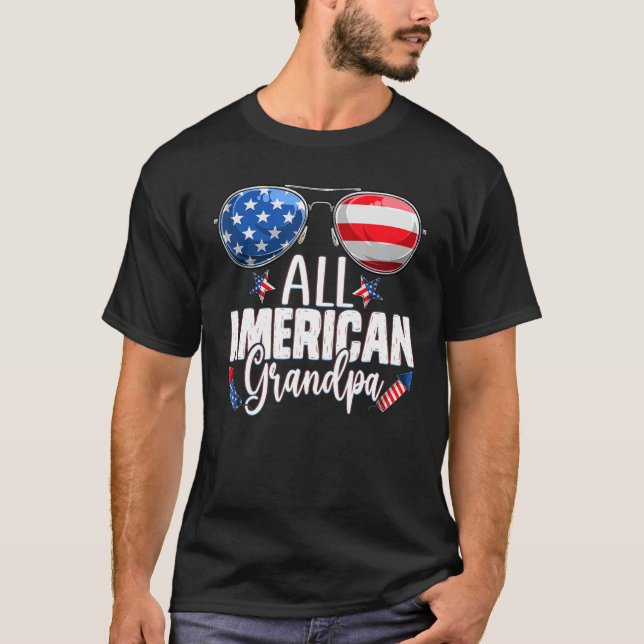 Camiseta Óculos De Sol Todos Os Avós Americanos 4 De Julho  (Frente)